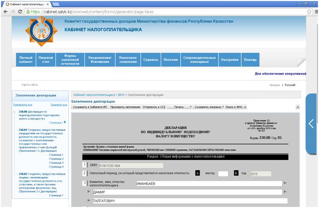 Налогоплательщика кз. Salyk. Форма 230. Cabinet.salyk.kg.